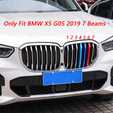 3pcs M-performance TRI Color Grille Kidney Insert Trims Stripe Cover for BMW X Series X5 G05 2019-up(7 beam bars)