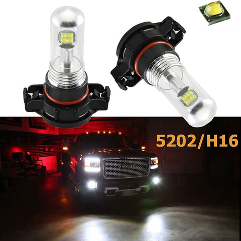 (2) Super Bright White High Power 80W CREE 5202 H16 LED Bulbs Daytime Running DRL Fog Lights Bulbs Lamps Replacement For Chevorlet GMC Dodge Chrysler Jeep