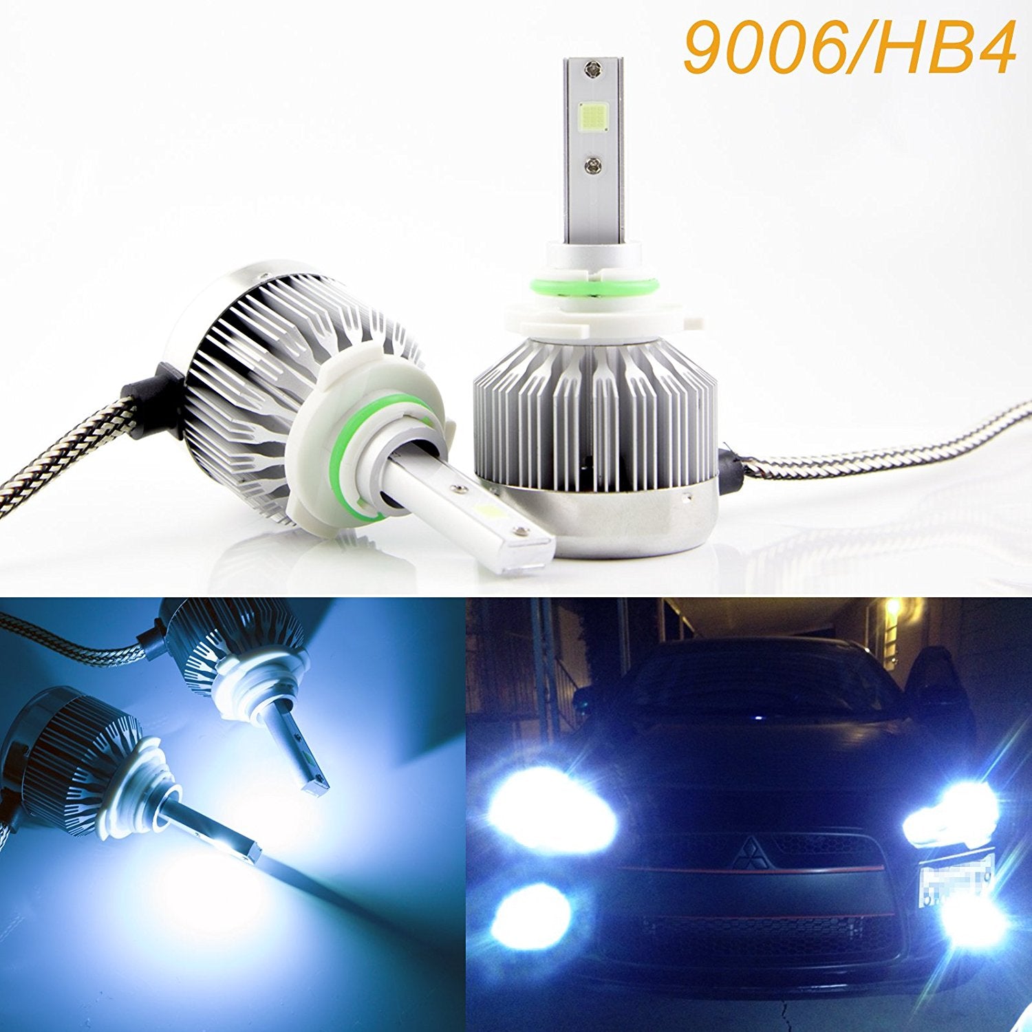 2x 9006 HB4 Ice Blue 8000K COB LED Headlight Bulbs Conversion Kit For