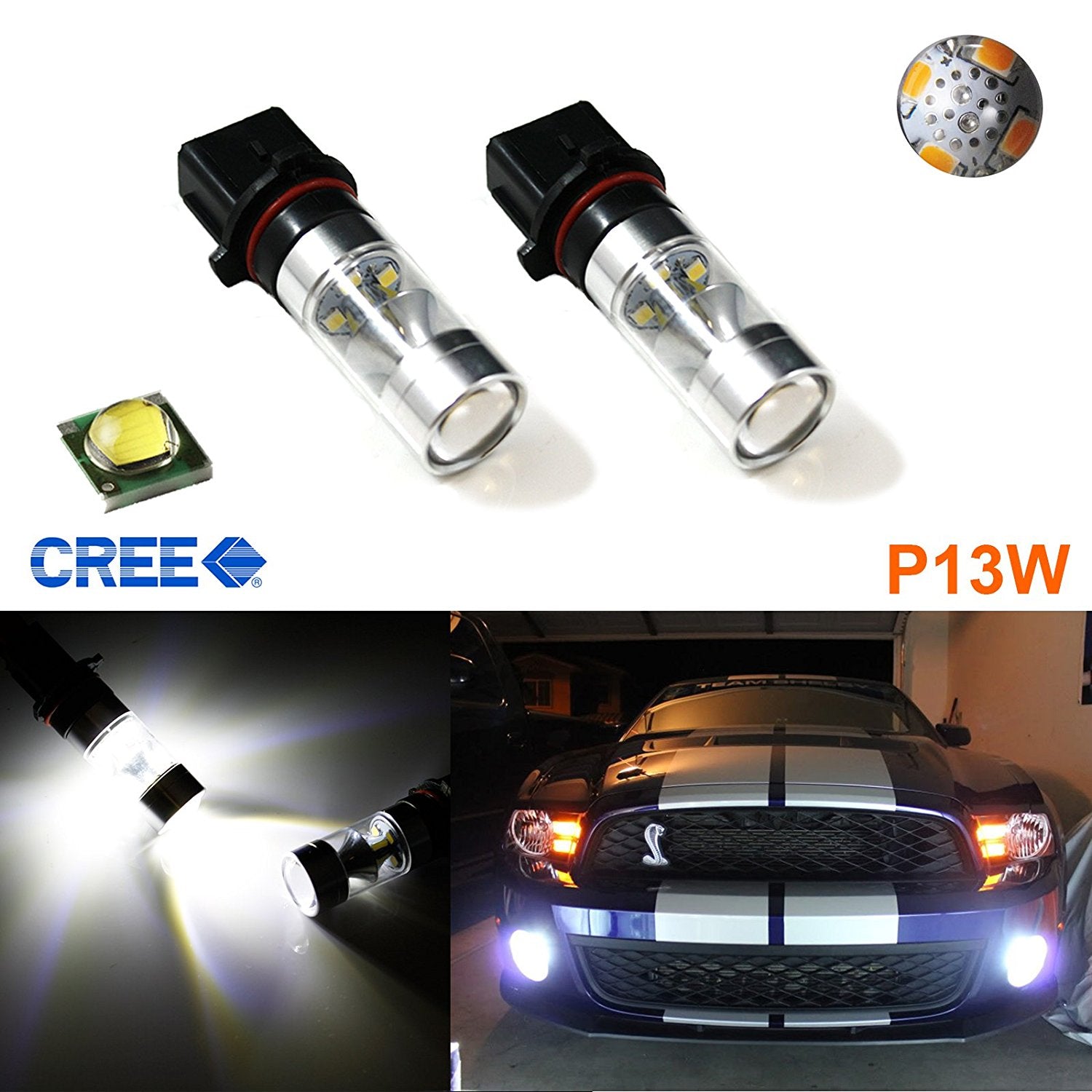 P13w Led 2x HID White Max High Power 100W CREE P13W LED Daytime Running Lights ...