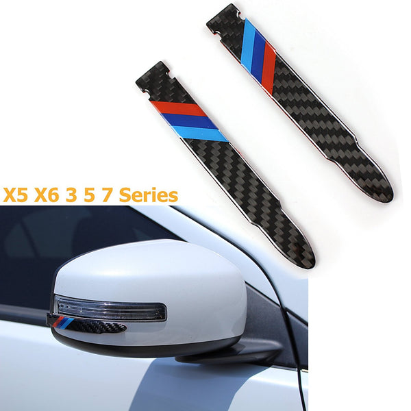 2 X Carbon Fiber Side Rearview Mirror Trim Stickers Protector For BMW Car  Mirror