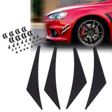 1 Set Carbon Fiber Pattern / Black Bumper Lip Fins Canards Splitters Body Spoiler Sporty JDM Racing Style Diffuser Universal Fit