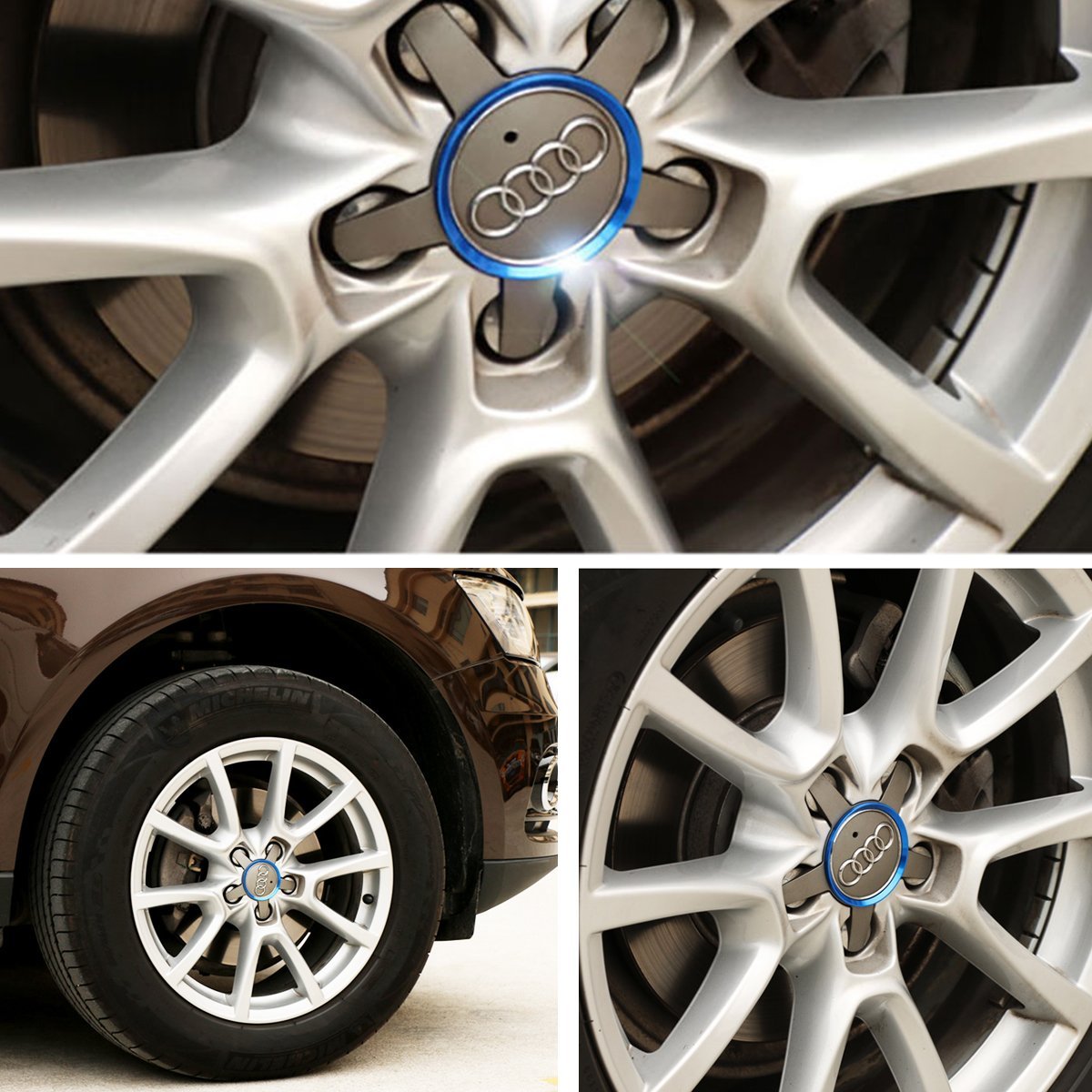 Audi Rings Rim 4 Pieces Alloy Car Wheel Rim Center Cap Hub Rings Decoration For Audi ...