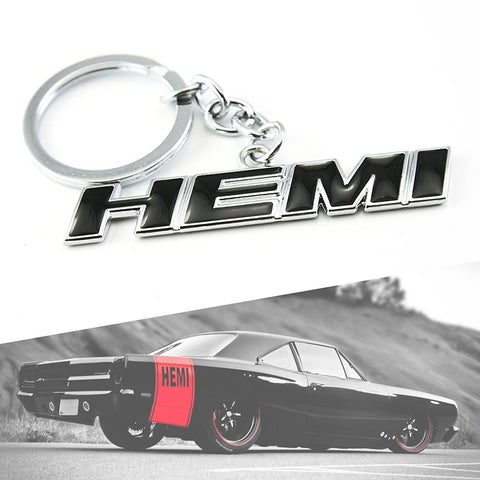 1x HEMI 3D Metal Keychain Ring 3D Key Chain Nameplate Emblem for Mustang Dodge Chevy Viper[black/Red/White]