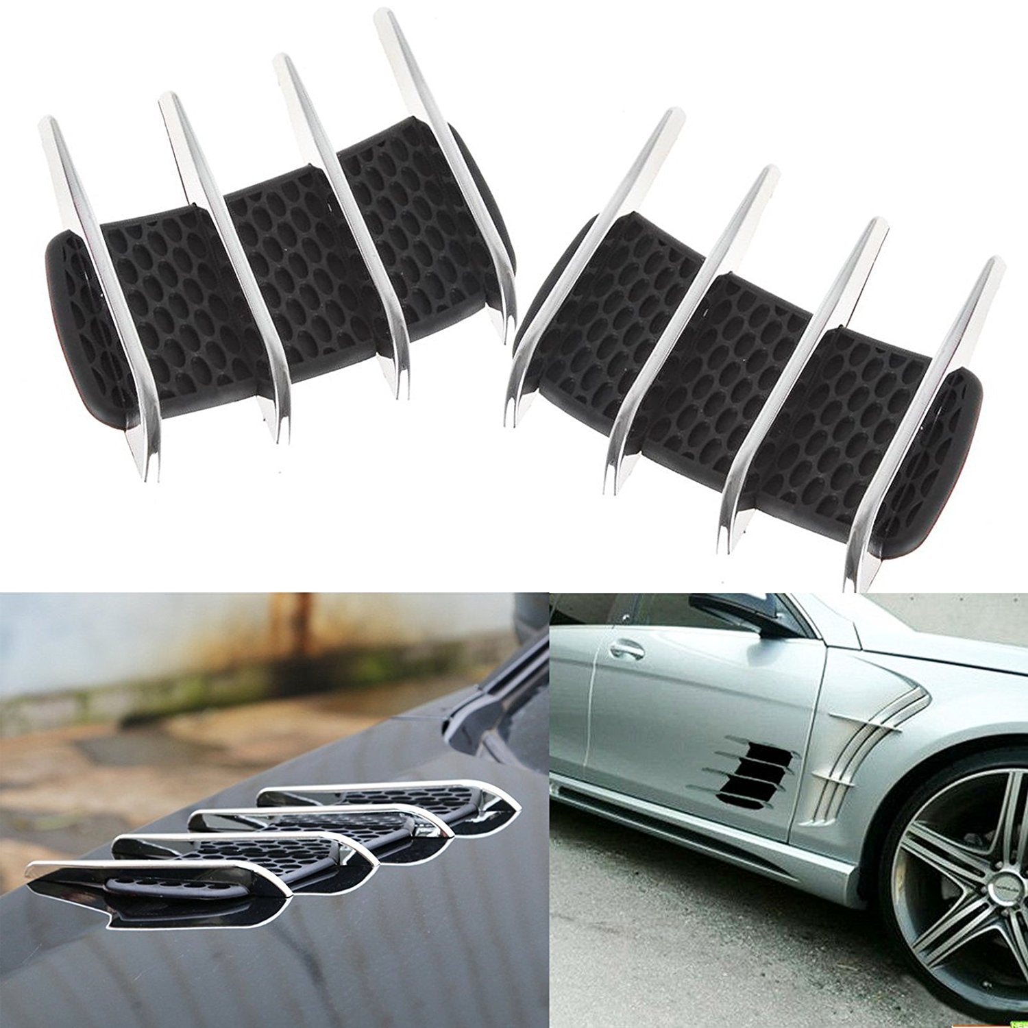 Fake Air Vent HERCHR 2pcs Car Exterior Hood Side Door Air Flow