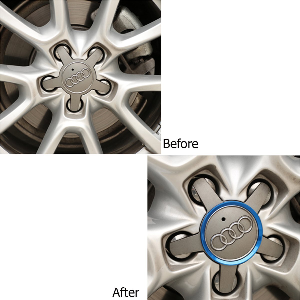 Audi Rings Rim 4 Pieces Alloy Car Wheel Rim Center Cap Hub Rings Decoration For Audi ...