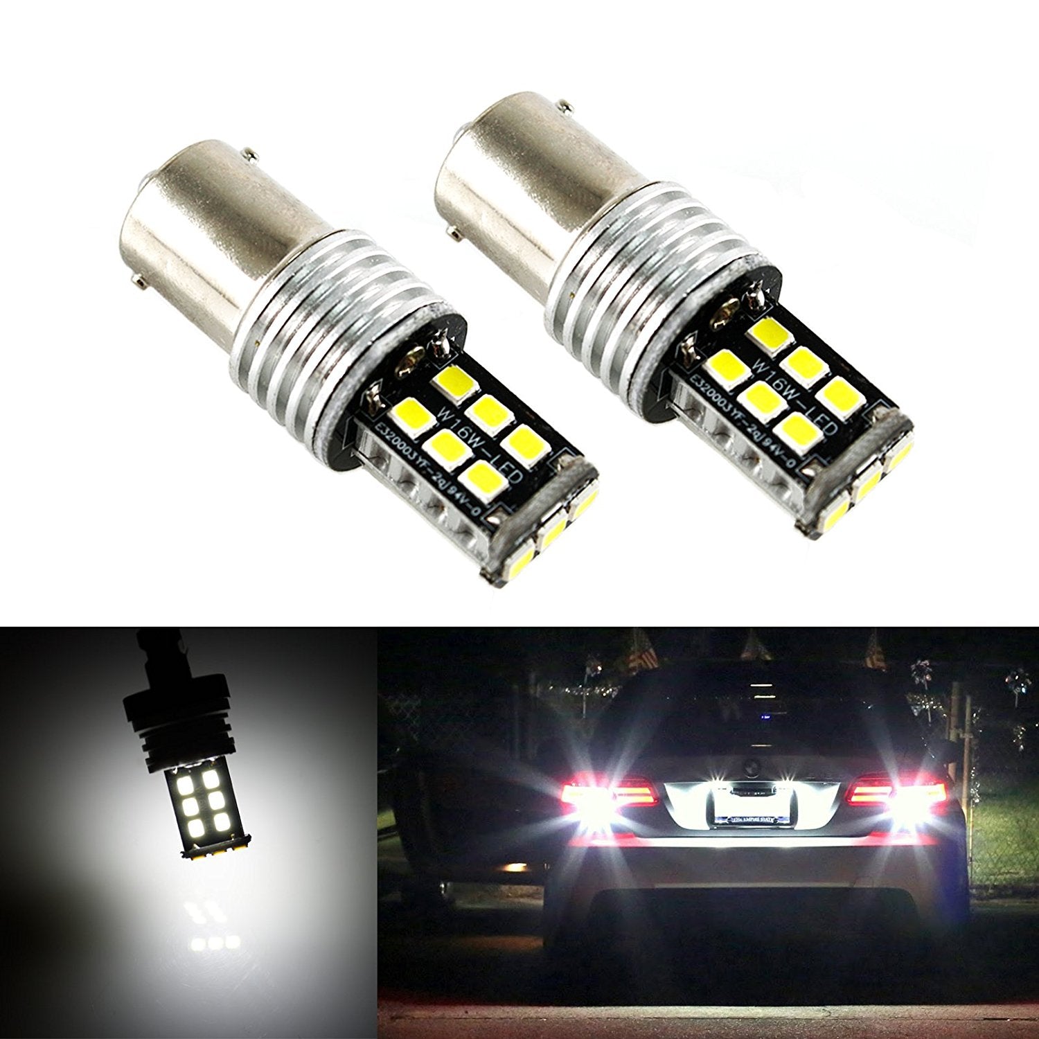 2x Super Bright 3157/3156 LED Bulbs – 6000K White For Reverse/Turn Signals – AUXITO Brand