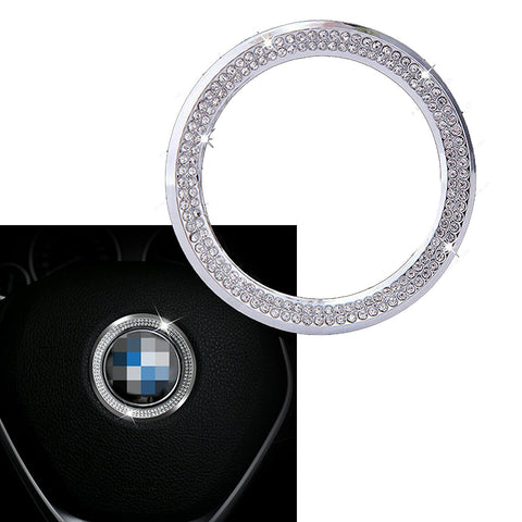 1 Piece 3D Rhinestone Car Steering Wheel Logo Decoration Sticker Ring Decal Trim For 2013-2015 BMW 1 3 5 Series x3 x5 x6
