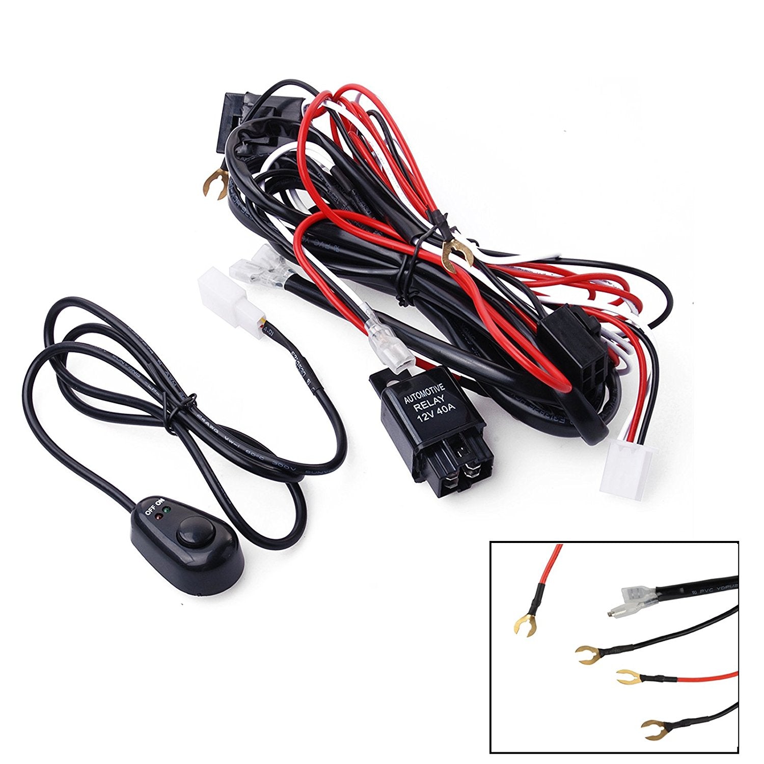 Universal Relay Harness Wire + ON / OFF Switch Cable Kit for LED Light