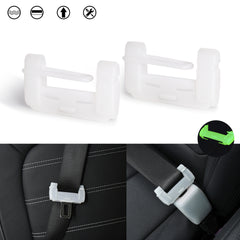 2PCS White Night Glow Warning Anti-Scratch Seat Belt Buckle Clip Cover Protector