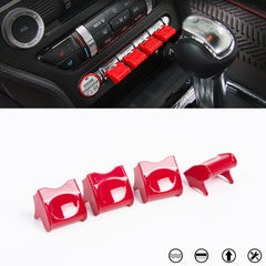 4Pcs Gloss Red Center Console Control Button Cover Trim For Ford Mustang 2015-up