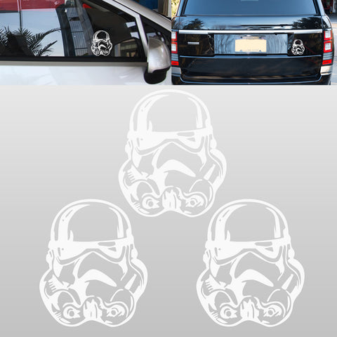 3x Star Wars Storm Trooper Silver JDM Vinyl Stickers Universal Fit Decals