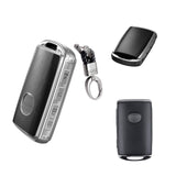 Black TPU Sand Leather Full Protect Remote Key Fob Cover w/Keychain For Mazda CX-9 2020-21