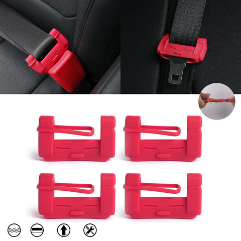 4PCS Red Soft Car Safety Seat Belt Buckle Clip Decor Covers Universal for Cars