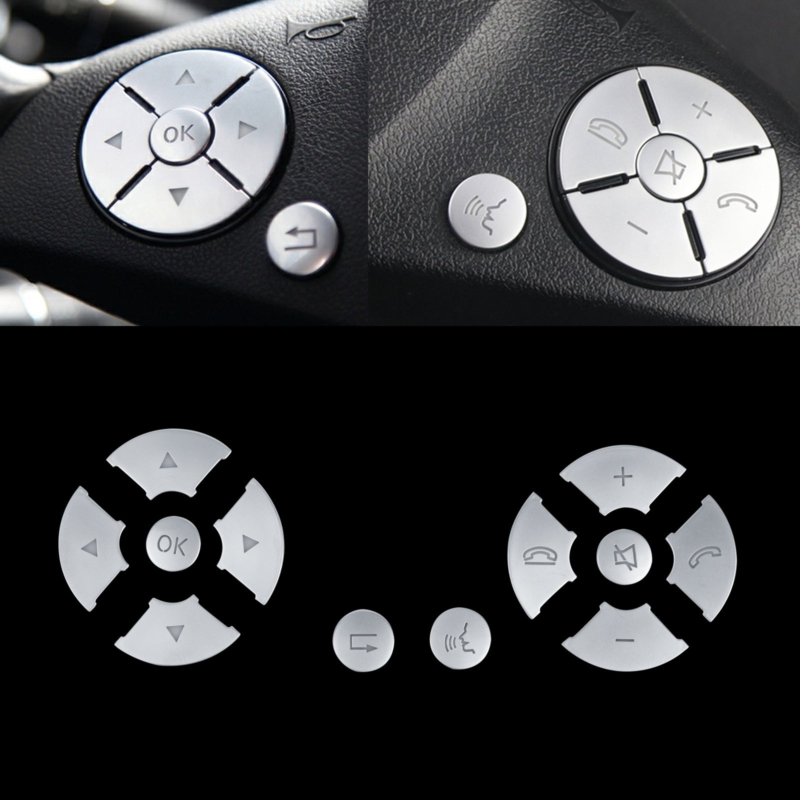 Car Interior Steering Wheel Button Decoration Cover Trim,Compatible wi