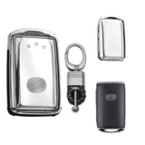 Silver Soft TPU Full Protect Remote Smart Key Fob Cover w/Keychain For Mazda 3 2019-2021