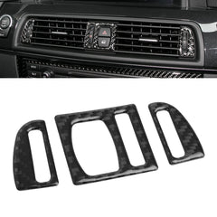 3Pcs Inner Real Carbon Fiber Center Dashboard Air Control Vent Outlet Cover Trim For BMW 5 Series F10 F11 F18 2011-17