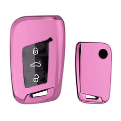 Pink Soft TPU Full Protect Remote Key Fob Cover For VW Passat Jetta 3/4 Button