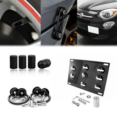 Set Tow License Plate + Air Valve Cap + Release Fastener For Fiat 500X 2016-2022