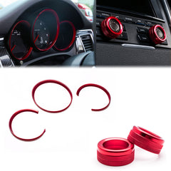 Red Dashboard Meter Frame Radio Navigation Switch Ring Covers For Porsche Macan