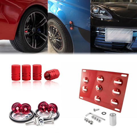 Tow License Plate + Air Valve Cap + Release Fastener For Porsche Panamera 911