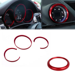 Red Interior Dashboard Meter Frame & Clock Ring Cover For Porsche Macan 2015-up