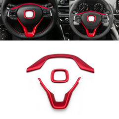 Car Steering Wheel Frame Cover Trim,Steering Wheel Central Logo Decoration Cover,Compatible with Honda Accord 2018-2022(Red 3pcs)