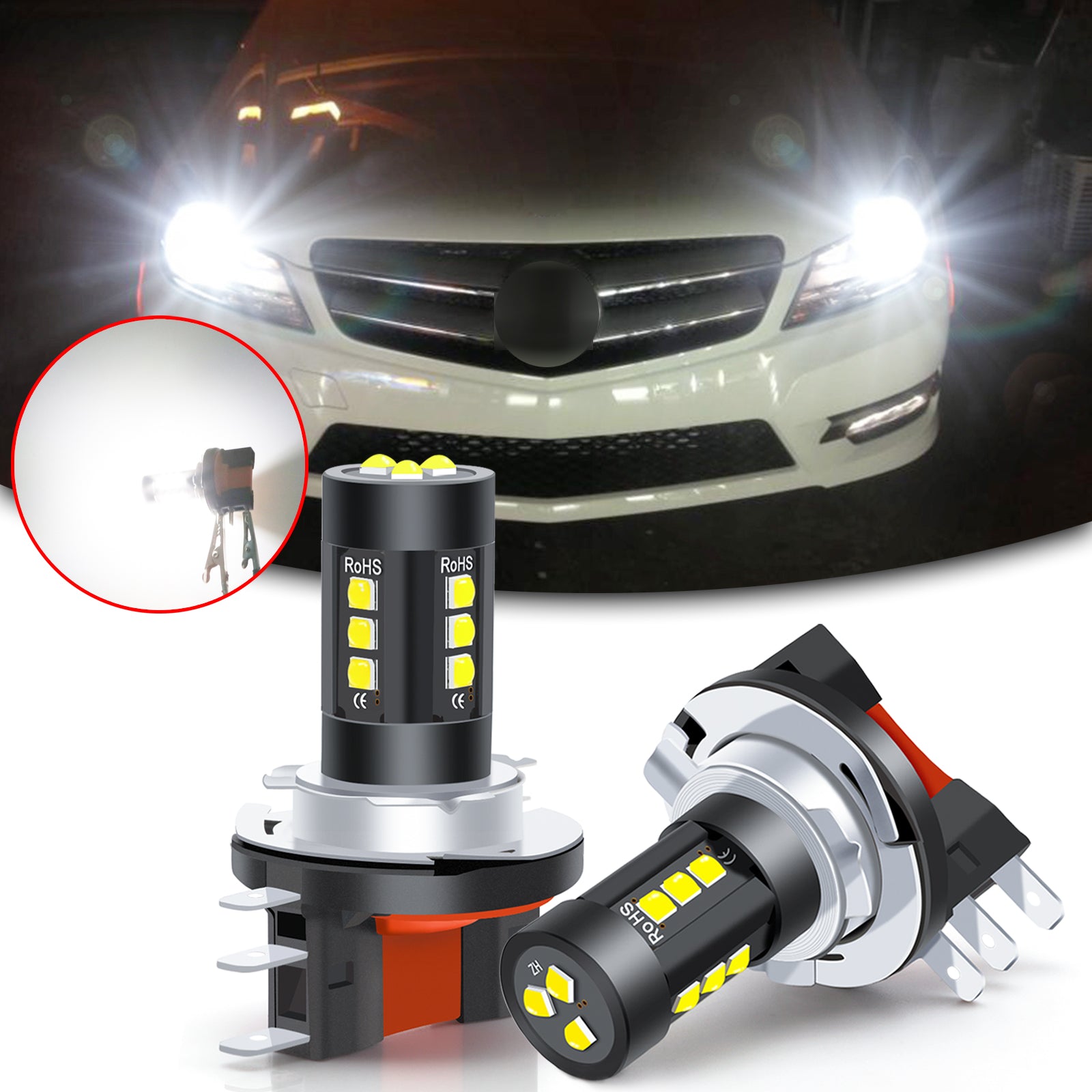 Super Bright 2x AUXITO H15 LED DRL Bulbs White High Beam No Adapter Super Bright 2x AUXITO H15 LED DRL Bulbs White High Beam No Adapter