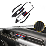 4X 3-Color Bar Carbon Fiber Window Switch Cover Trim For Ford Mustang 2015-2022