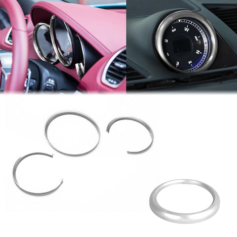 Silver Dashboard Clock Instrument Frame Ring Trim For Porsche 718 Cayman/Boxster