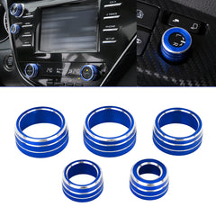 Blue AC Knob Control Audio Rear Mirror Knob Ring Trim For Toyota Camry 2018-2020
