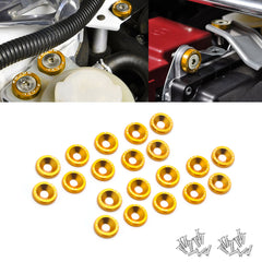 20PCS CNC Billet Aluminum Engine Bolt Bay Screw Washer Dress Up Kits (Gold)