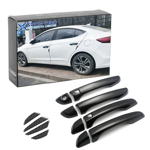 Carbon Fiber Style Door Handle+Door Edge Guard Trim For Hyundai Elantra 2017-20