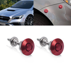 2X Red Push Button Quick Release Hood Bonnet Pins Lock Clip Car Bumper Latch Kit