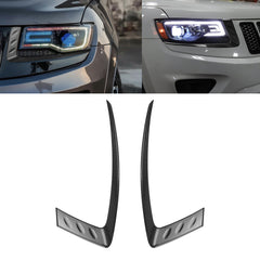 Carbon Fiber Style Headlight Eyebrow Eyelid Trim For Jeep Grand Cherokee 2014-16