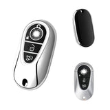 Silver Soft TPU Full Covered Remote Key Shell For Mercedes-Benz E-Class 2020-21