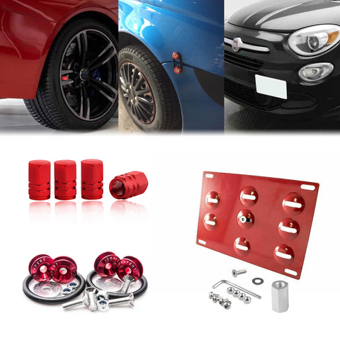 Set Tow License Plate + Air Valve Cap + Release Fastener For Fiat 500X 2016-2022