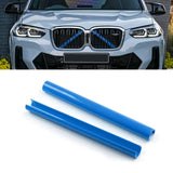 Front Grille Insert Trims Stripes, Front Center Kidney Grilles Trim Compatible with BMW X3 X4 X5 F25 G01 G02 G05(Blue)