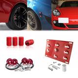 Set Tow License Plate + Air Valve Cap + Release Fastener For Porsche 911 Boxster