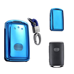 Blue Soft TPU Full Protect Remote Smart Key Fob Cover Case w/Keychain For Mazda 3 2019-2021
