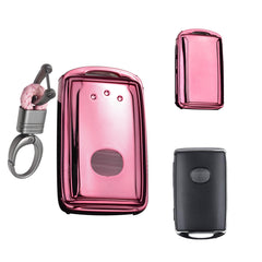 Pink Soft TPU Full Protect Remote Smart Key Fob Cover Case w/Keychain For Mazda 3 2019-2021