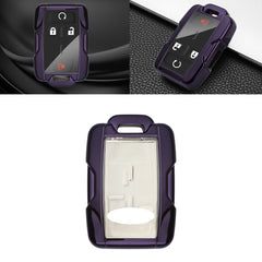 Purple TPU Remote Key Fob Cover Case w/Face Panel Compatible with GMC Sierra Yukon Canyon Cadillac or Chevrolet Silverado 1500 2500HD 3500HD Colorado (Fit the 4/5/6 button)