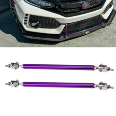 2pc Adjustable 10"-13" Front Bumper Lip Splitter Diffuser Strut Rod Tie Bars Compatible with Most Vehicles [Purple]