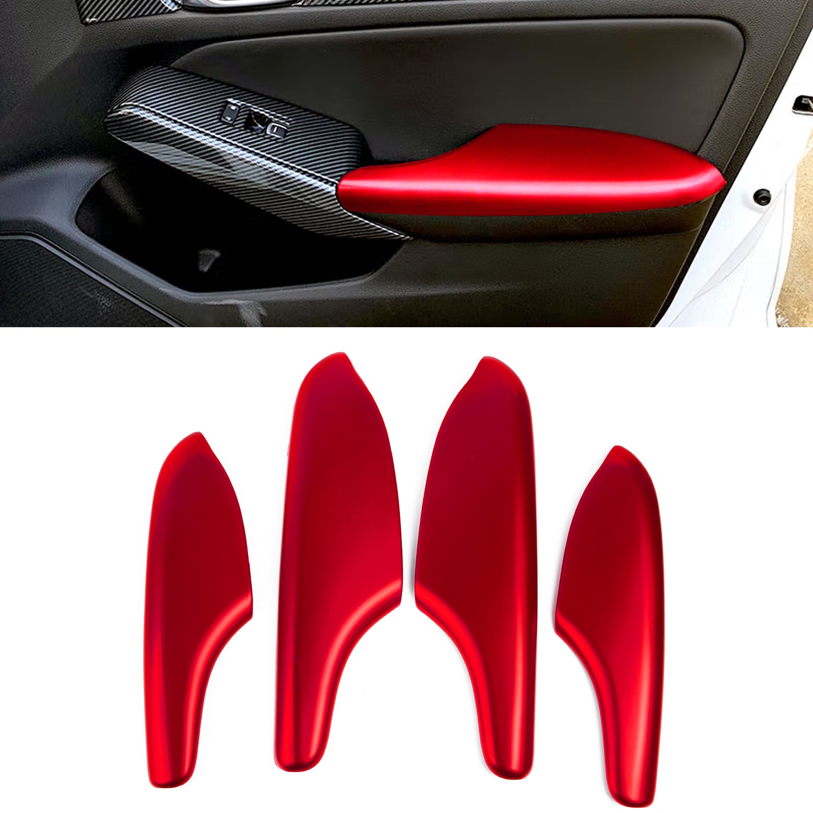 4pcs Carbon Fiber Style Interior Door Armrest Trim Cover – For Honda Civic 2016-2020