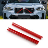 Front Grille Insert Trims Stripes, Front Center Kidney Grilles Trim Compatible with BMW X3 X4 X5 F25 G01 G02 G05(Red)