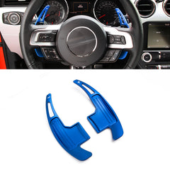 Blue Aluminum Steering Wheel Paddle Shifter Extensions For Ford Mustang 2015-up