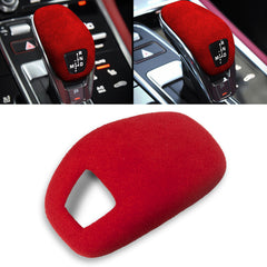 Red Alcantara Suede Leather Gear Shift Knob Cover For Porsche Panamera 2018-up