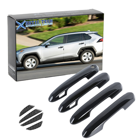 Glossy Black Smart Door Handle+Door Edge Protect Trim For Toyota Rav4 2019-2024