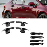 Glossy Black W/Smart Key Hole Door Handle + Bowl Trim For Toyota Corolla 2020-24