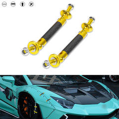 2pcs 45mm Car Adjustable Front Rear Bumper Lip Splitter Trunk Corner Edge Fender Hatch Lid Body Panel Fixed Lock Bar Support Strut Tie Rod Fastener Lever Universal Kit, Carbon Fiber Gold